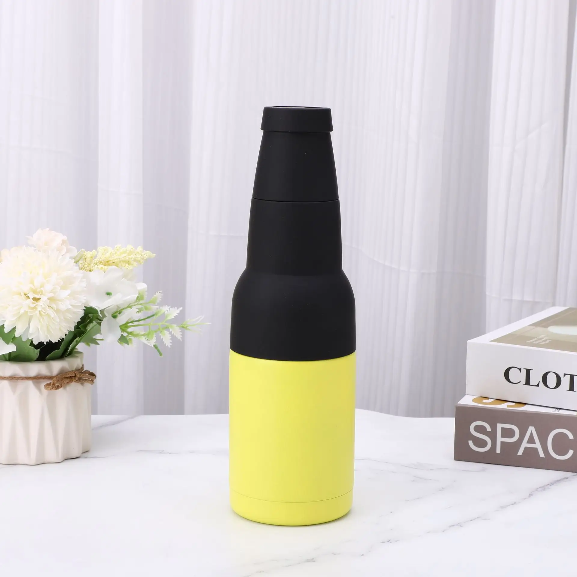 Eco Friendly Beer 2 Go Vacuum Insulated Double Walled Stainless Steel Beer Can and Bottle Cooler with Beer Opener