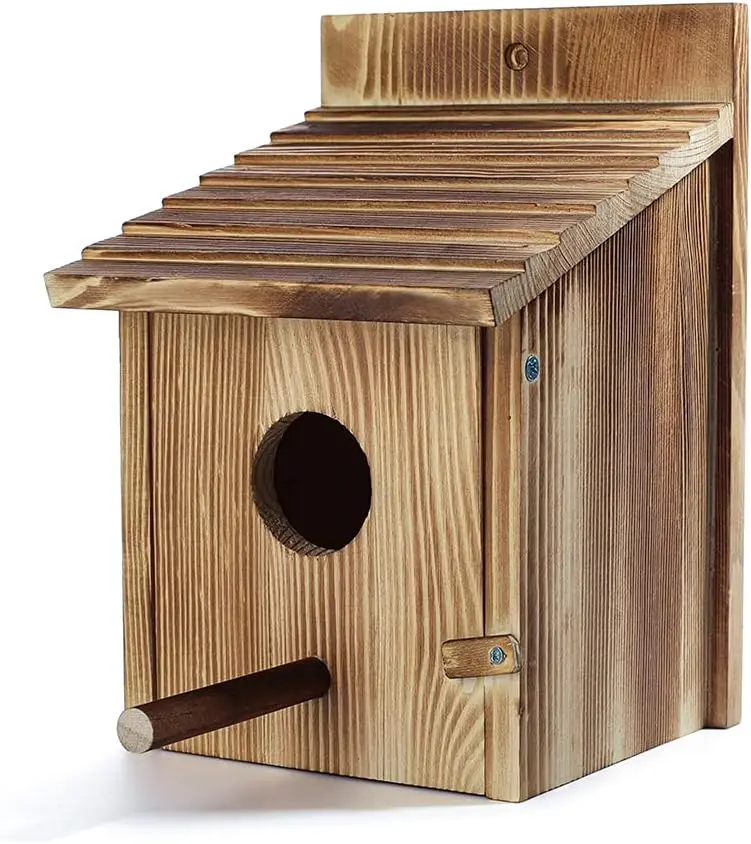 Folk Art Style Wood Bird Houses Wooden Bird House Hanging Birdhouse for Outdoor Use Featuring an Animal Theme