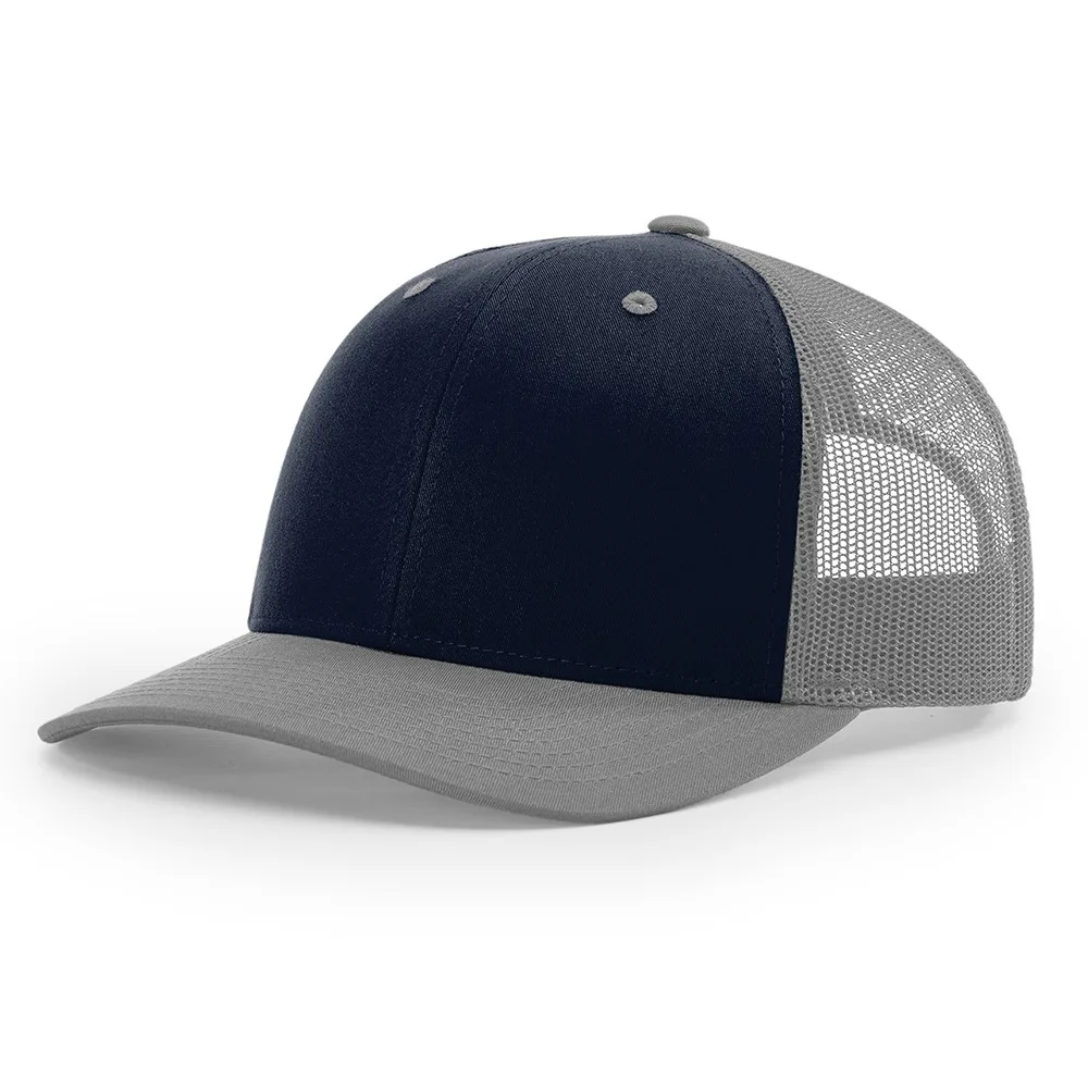 Factory Custom Logo 6 Panel Richardson Style 112 Blank Snapback Plain Black Trucker Hats Gorras Mesh Trucker Caps