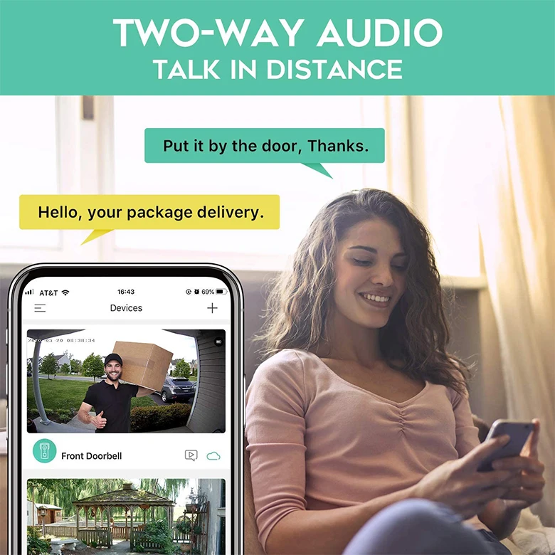 Tuya Doorbell 1080P Smart Visual Intercom Doorbell Night Vision Digital Doorbell With Camera And PIR Motion Detection