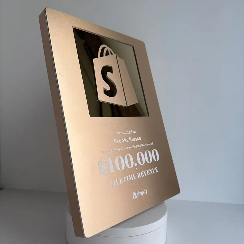 Customized Logo shopify YouTube Play Button Metal Award Aluminium Medal and Plaque for Insurance for End Users