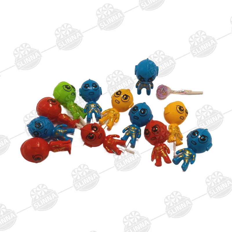 Wholesale Ultraman Shaped Lollipop Candy For Kids Mixed Color Fruity Cartoon Toy Candy Lollipop Packaged in Bottle