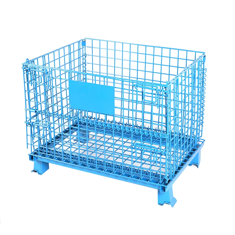 High Quality Industrial Foldable Wire Metal Pallet Cage Folding Stackable Storage Container