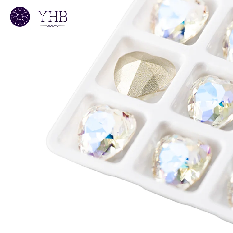 Wholesale Bulk High Quality Non-Hotfix Rhinestone Glass Heart Shape Rhinestone For Clothes Jewelry