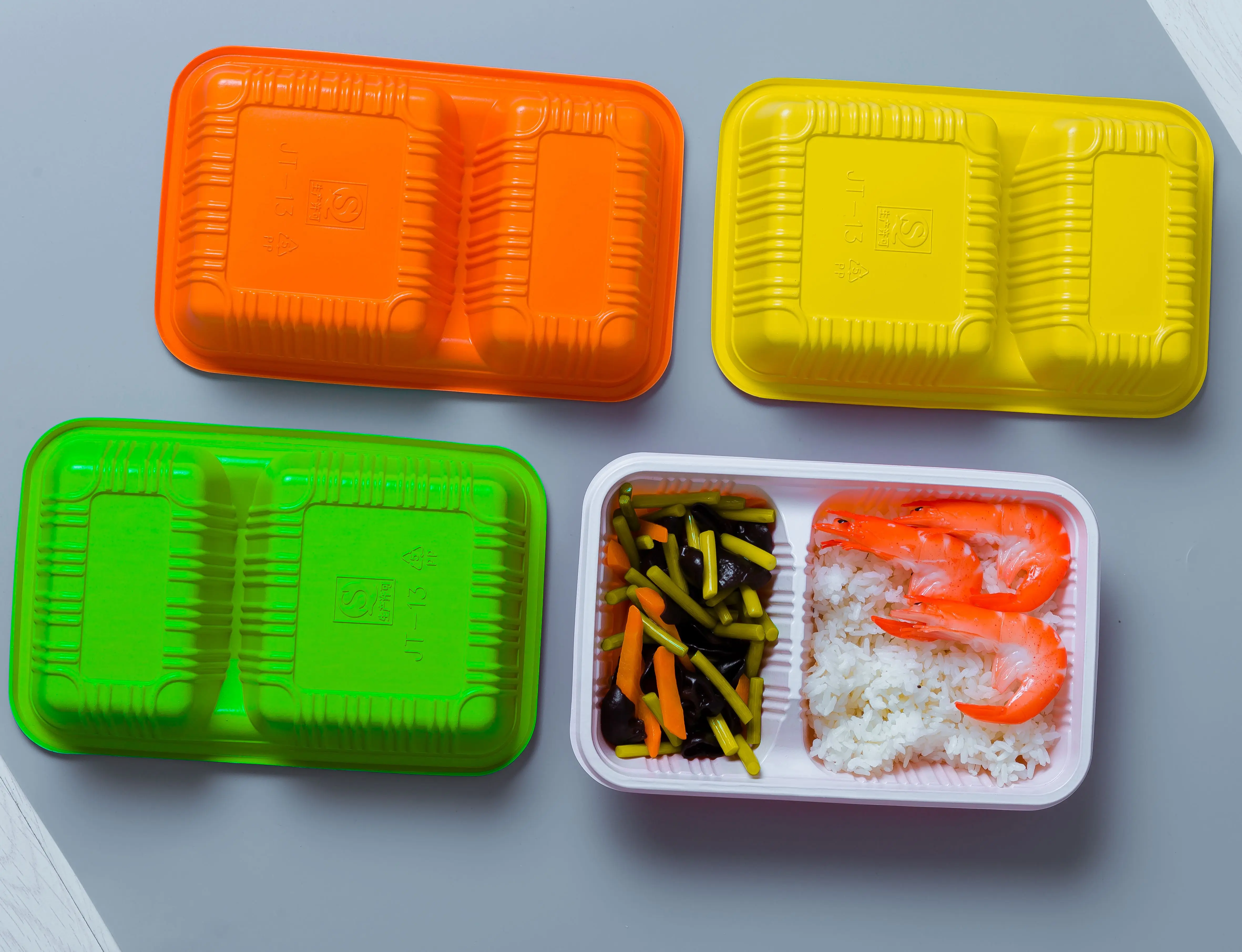 Plastic PP Food container 2 division rectangle disposable 400/250ml food packaging box