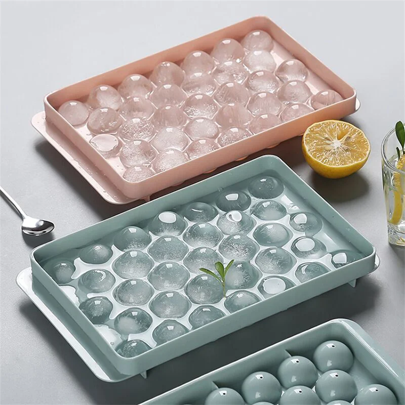 Plastic 33 cavity  ice ball mold DIY whiskey Ice cube Mold Ice tray with cover