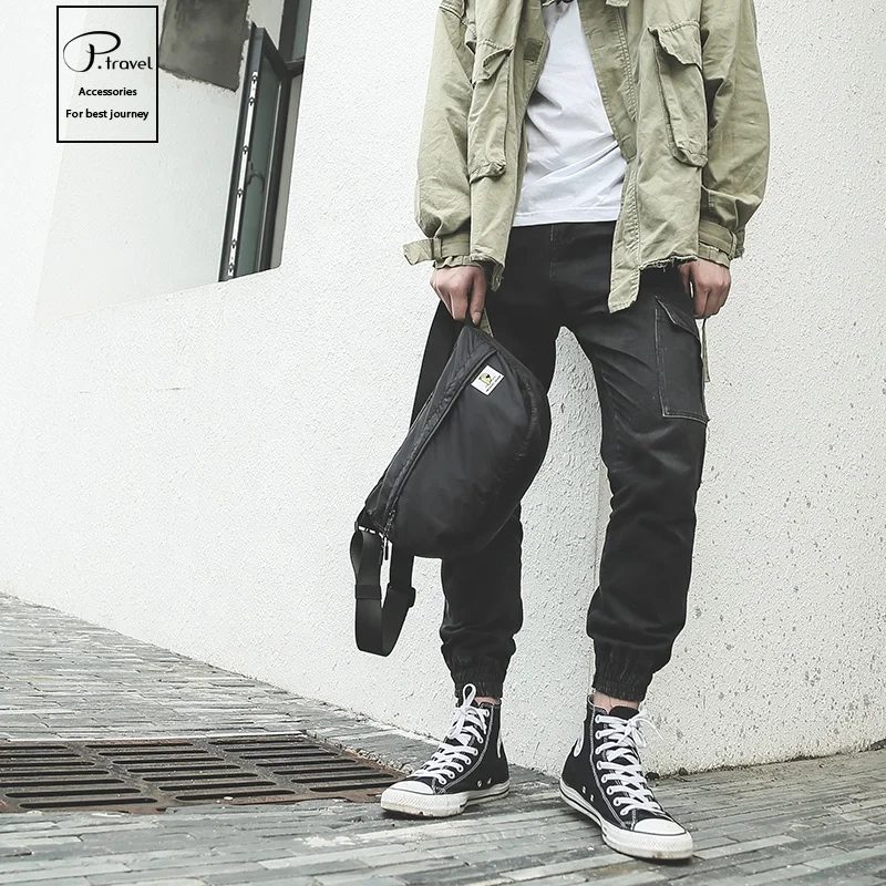 Fashion Lightweight Pocket Sling Green Waist Pack Bags for Travel waist bag custom logo Nylon shoulder Bag