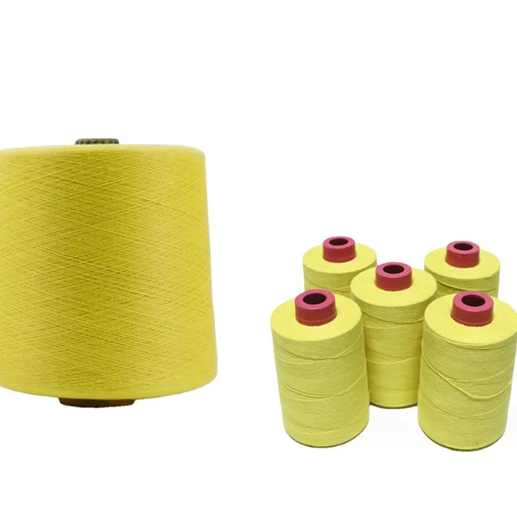 Spun dyed yellow para aramid sewing thread