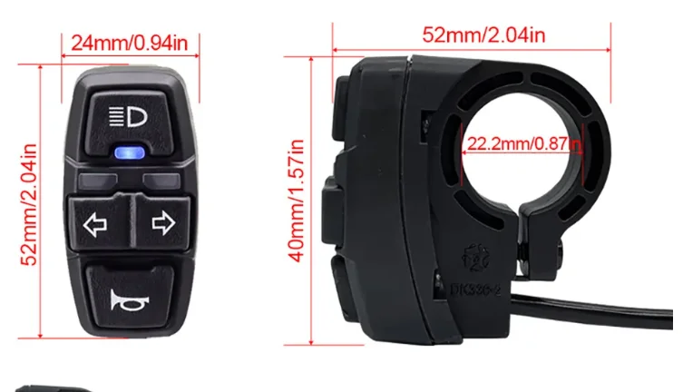 Wuxing DK336 Light Horn Switch For Electric Bike Motorbike Lamp and Horn Turn Signal Switch E-bike Accessories