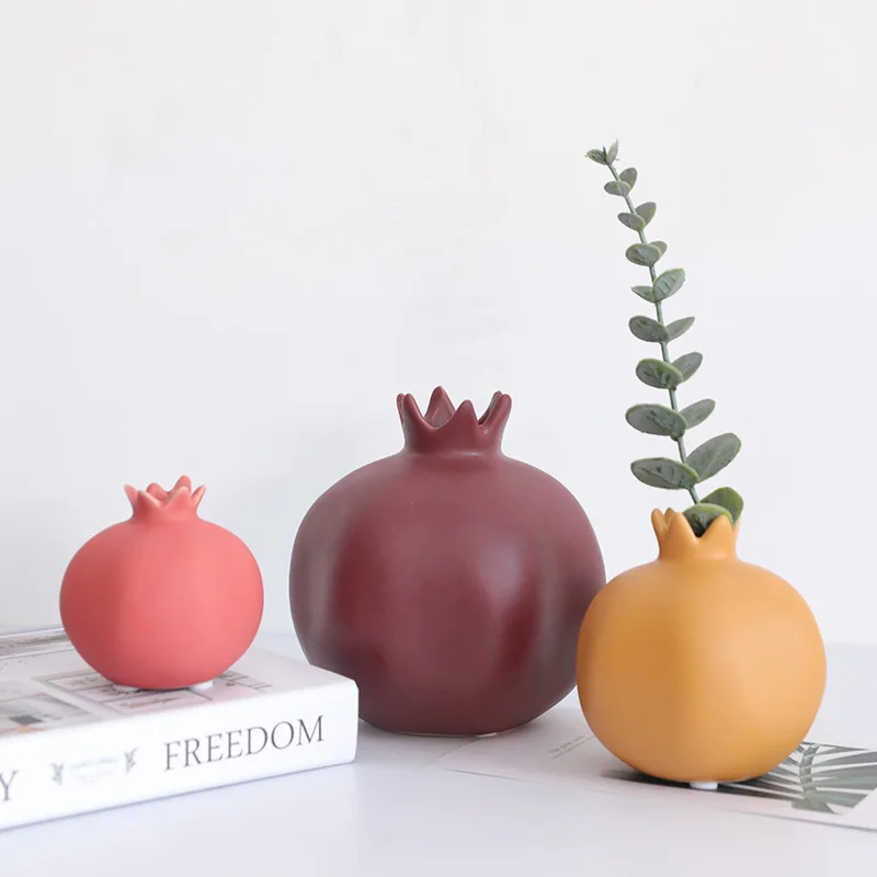 Indoor Flower Pot Home Decor Ceramic Nordic Morandi Style Pomegranate Vase