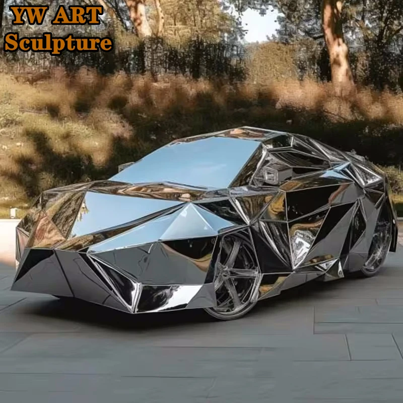 New Arrival Creative Abstract Model Diecast Iron Crafts Stainless Steel Cool Garden Sculpture Big Car