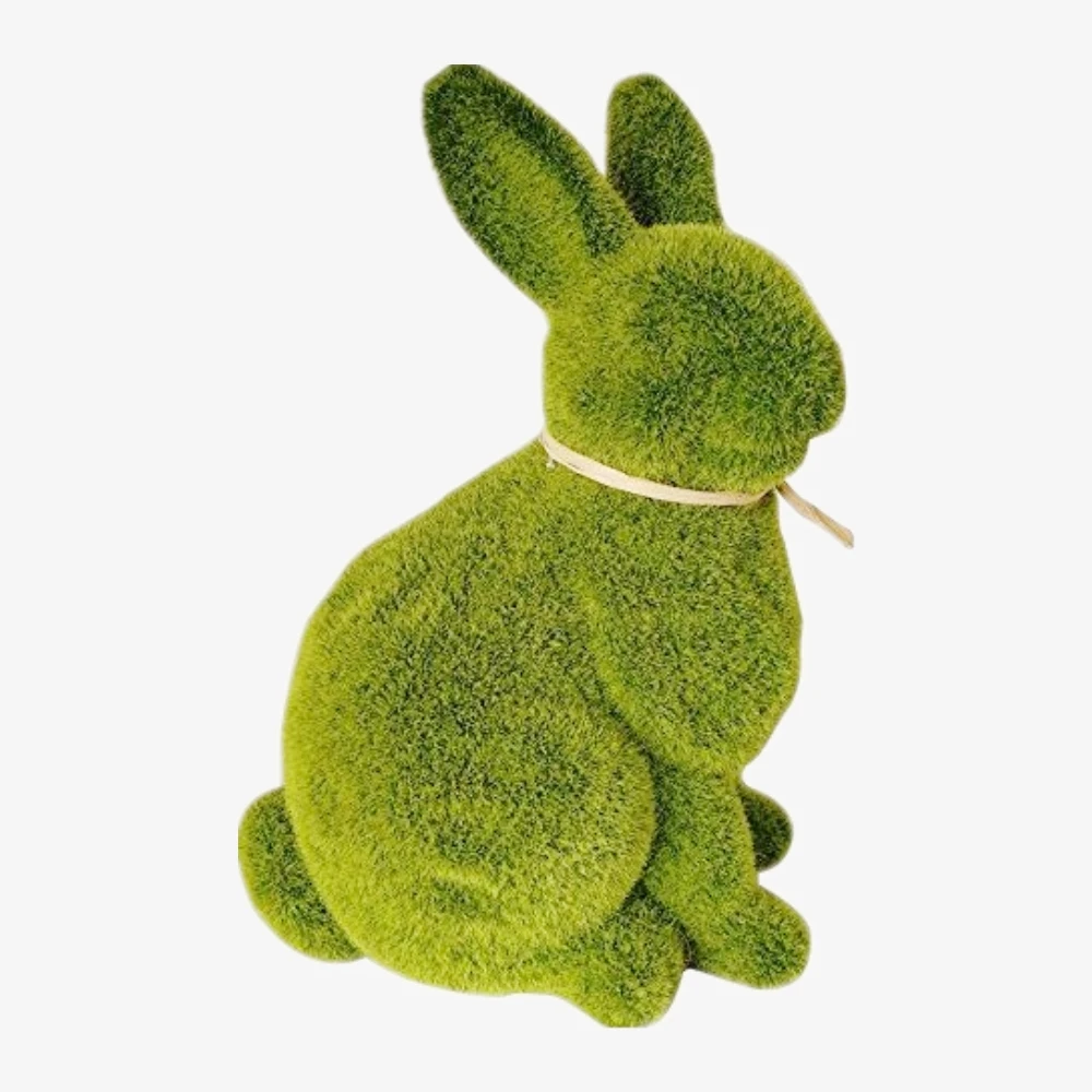 Garden Decoration Wholesales Animal Rabbit Statue Garden Green Moss Sitting Rabbit Spring Easter Bunny Figure