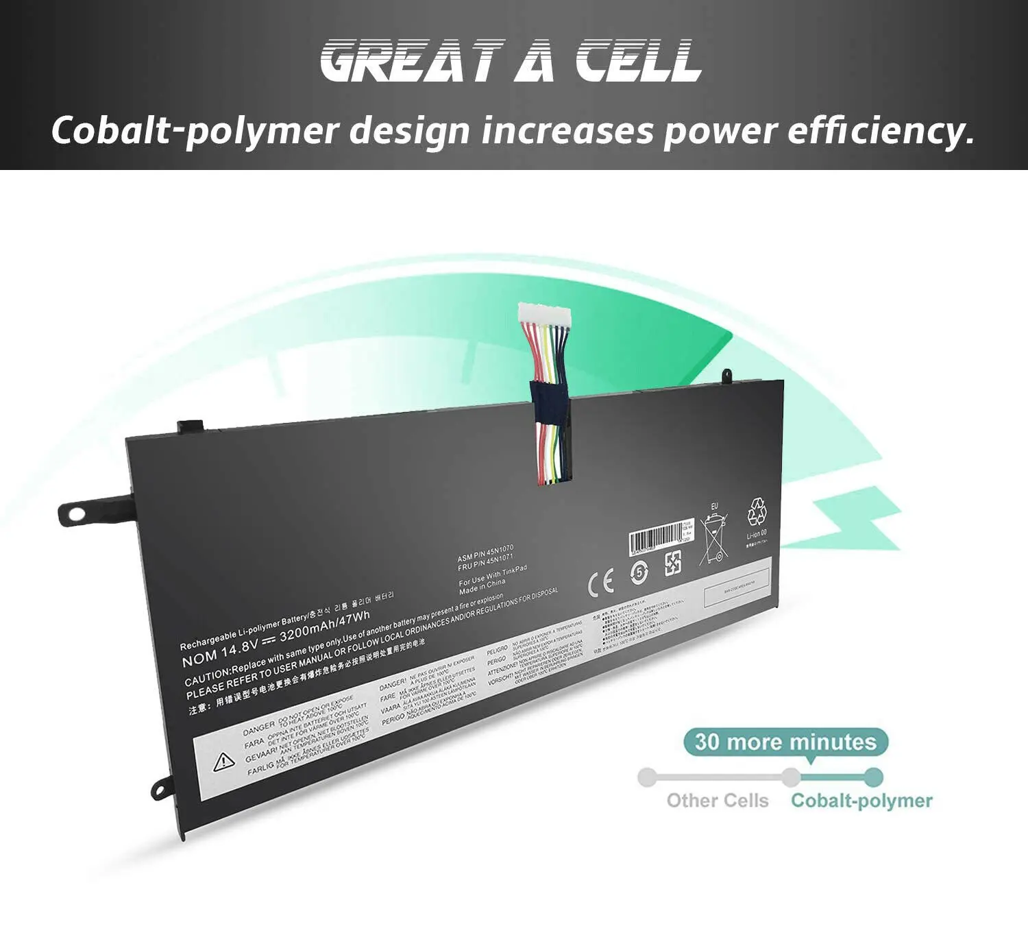 Laptop Battery Replacement for Lenovo Battery ThinkPad X1 Carbon 3444 3448 3460 X1C ASM 45N1071 Notebook Battery