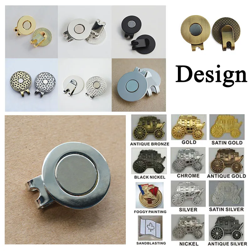 High Quality Custom Three Pieces Magnetic Golf Hat Clip Ball Marker Hat Clips Metal Golf Accessories