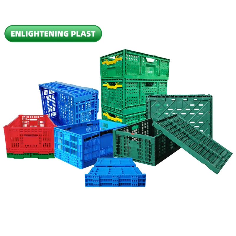 Wholesale High Quality Reusable Vented Mesh Vegetable Storage Collapsible Foldable Plastic Basket Crate