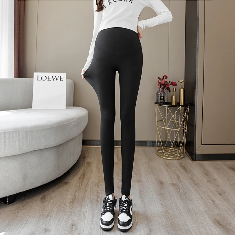 Plus Size Solid Color High Waist Maternity Wear Breathable Sweat-wicking Woman Clothing Leggings Maternity