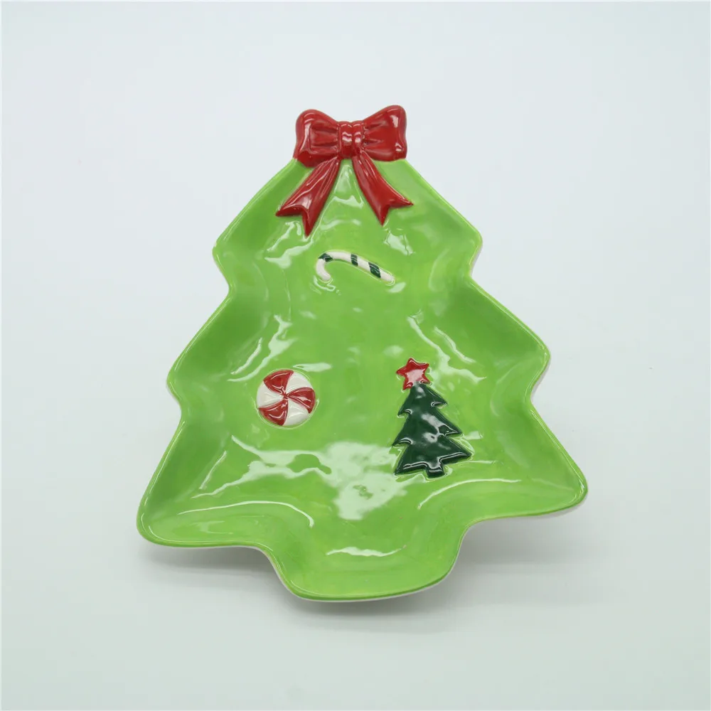 Wholesale ceramic plates christmas snowman food plate dish with high quality holiday decoration