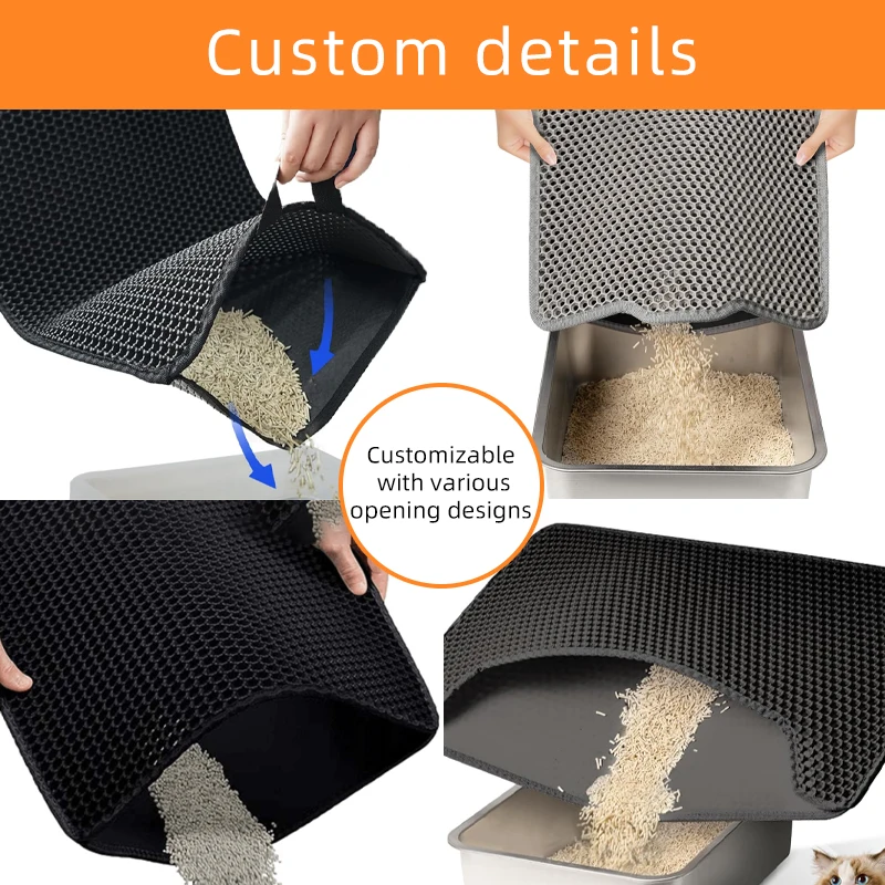 Honeycomb Double Layer Design Cat Litter Trapping Mat Factory Custom Scatter Control and Less Waste EVA Cat Litter Box Pad