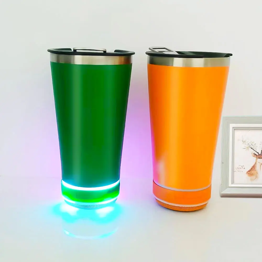 16oz Usb Charging Music Cup Intelligent Bluetooth Rolling Cup Stainless Steel Speaker Water Cup