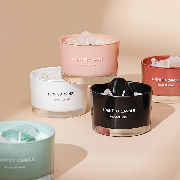 Private Label Essential Oil Bougies Glass Jars Aromatherapy Luxury Crystal Soy Wax Bougies