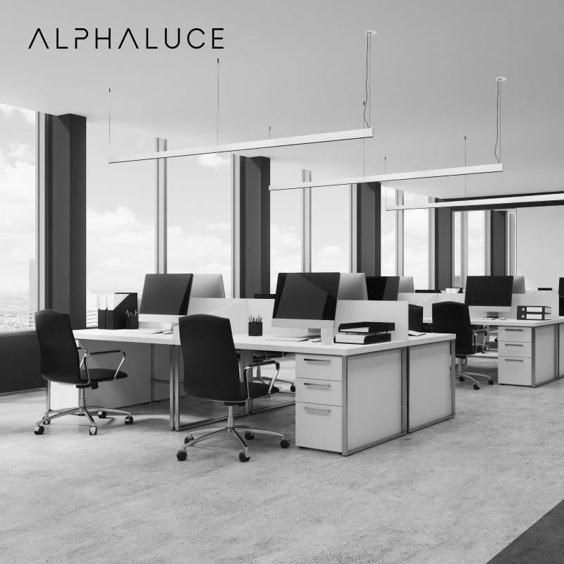 Alphalighting Recessed Office Led Ceil System Lighting Black White Modern Ip20 Indoor Led Linear Pendant Light