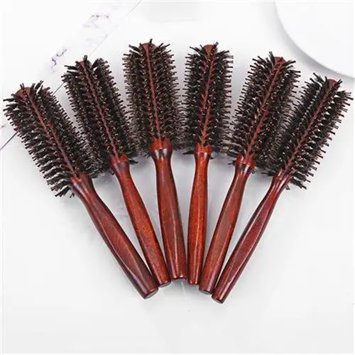 
Factory direct supply of pig bristles with wooden handle inverted hair curling round hair rolling comb machine 