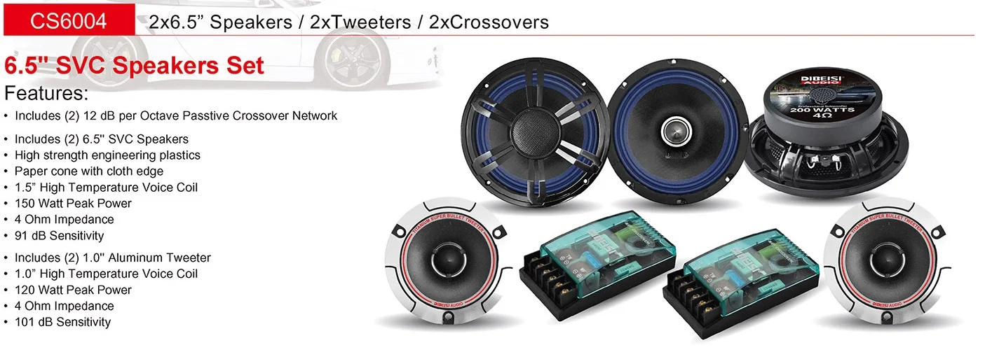 DIBEISI high quality 2-Way car speakers tweeters component 6.5 car speaker SVC speaker set CS6004