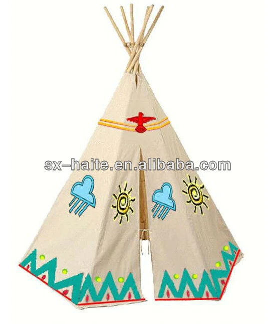 100%cotton Kids Teepee Tent with Padded Mat & Light String& Carry Case- Kids Foldable Play Tent for Indoor Outdoor