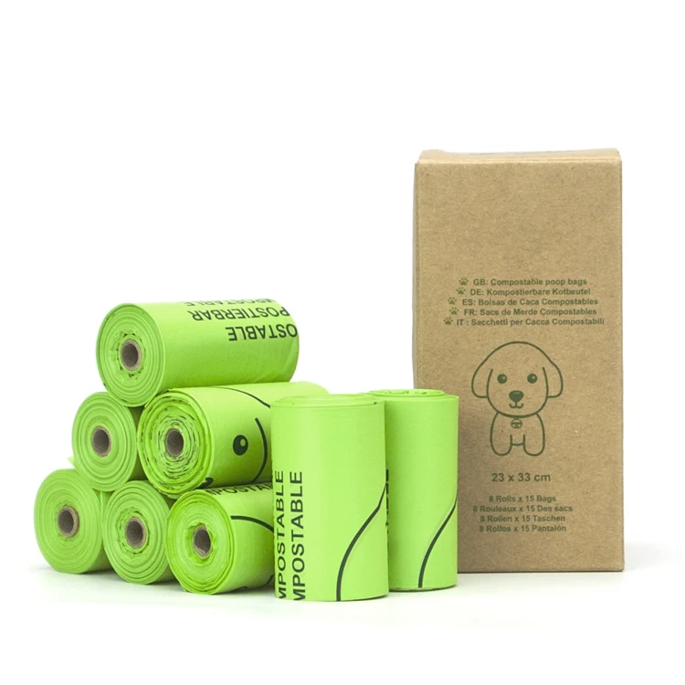 Puda  Factory Biodegradable Compostable Eco Friendly Cornstarch Pet Dog Green Poop Bags