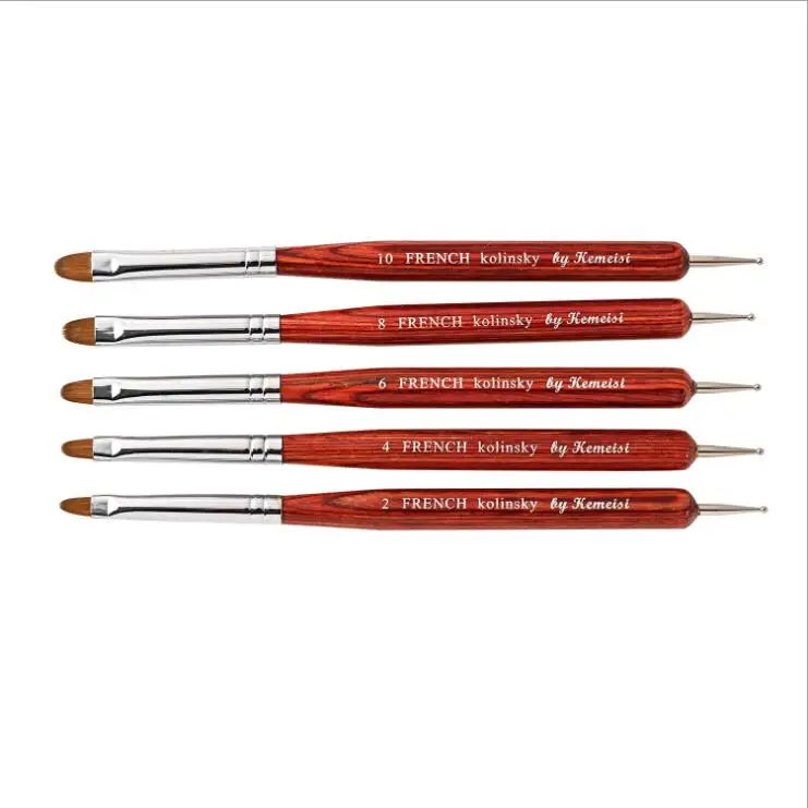 Double Ended Dotting Painting Pen Brush French Kolinsky Hair Nail Art Brush Multi Function Salon Nail Brushes Tool Supplier