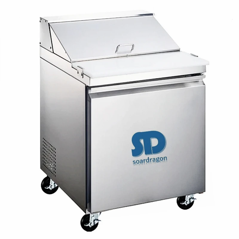 Soardragon Supermarket fridge Salad prep table Refrigerator Commercial stainless steel salad bar refrigerator with single door