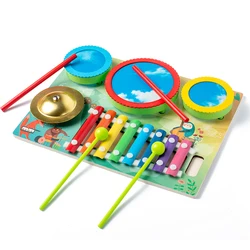 Пользовательские детские деревянные музыкальные инструменты для барабания сенсорная игра Обучающие ксилофон игрушки для детей