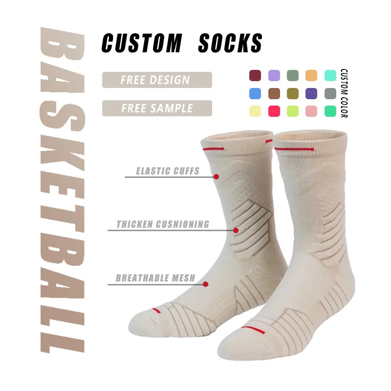 hot sale free sample basketball socks youth practical sports socks  custom logo crew socks for men