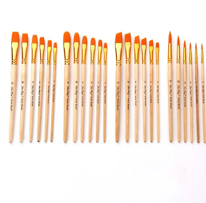 hot sale 6 pcs  handle nylon brush acrylic paint brushes for art