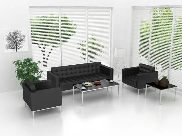 Mfun professional factory made cheap price black commercial office furniture PU leather couches sofa set office sofas