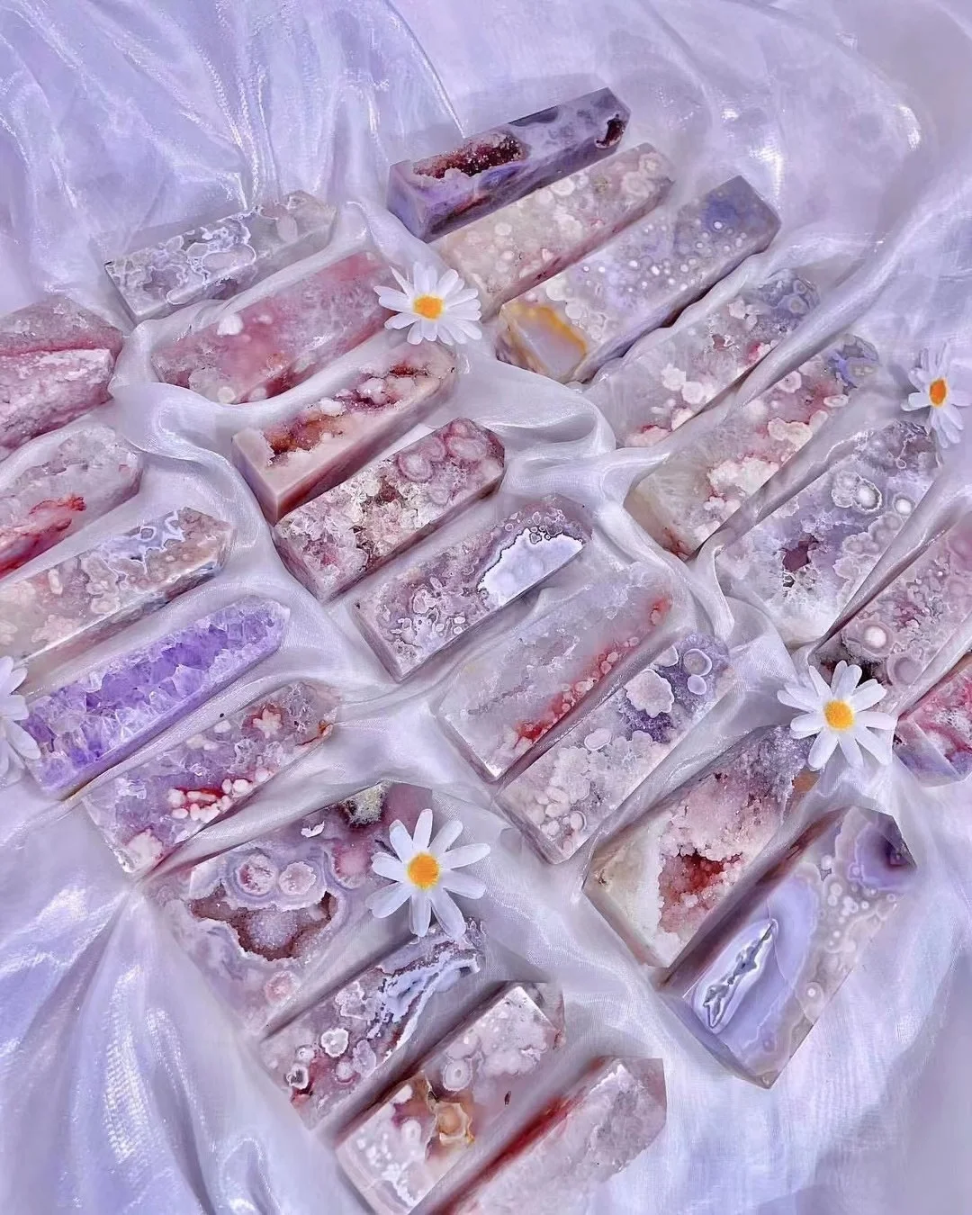 Healing Crystal Stone Lavender Rose Quartz Geode Cluster pink Amethyst Druzy Flower Agate Towers Slabs