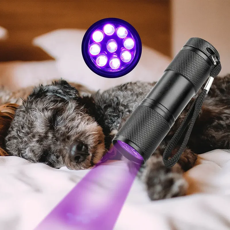 OEM LOGO Hot Sale  395nm 365nm 9 LED UV Flashlight with Black Light & Waterproof Detector for Dog Urine Pet Stains and Bed Bug