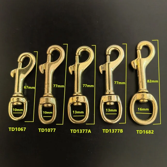 Factory price solid brass snap hook swivel snap hook clip carabiner for dog leash DIY Leather crafts