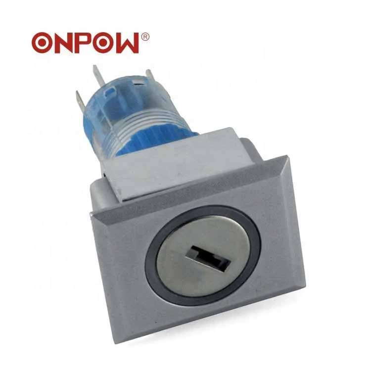 key switch ONPOW (CE, ROHS) LAS1-AWF-11Y/23 22mm square head plastic two position return key switch