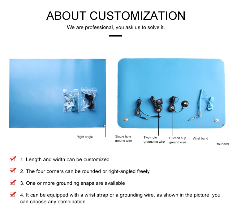 high quality 2mm esd rubber mat antistatic table m 5ft esd mat heat proof workstation mat installation