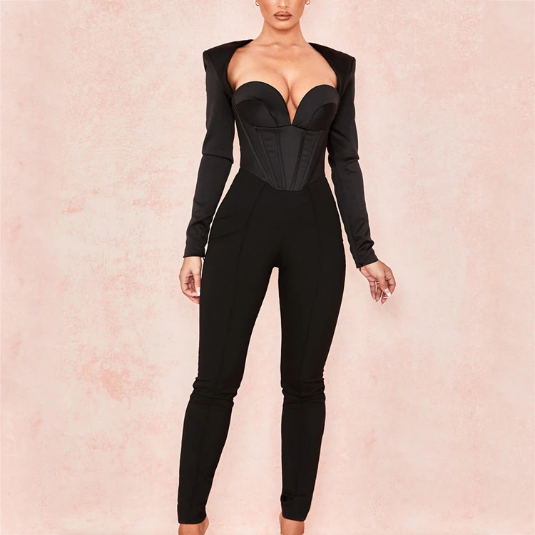 Miingstyle New Bron Sexy Sparkle Velvet Plus Size Harem Women Fall Bodycon Party One Piece Romper and Jumpsuit