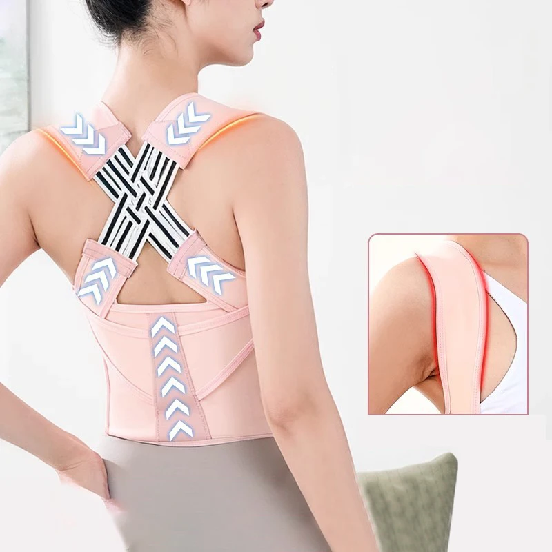 Adjustable Back Straightener Upper Back Brace Posture Corrector Elastic back support bely fat belt with Magic Stickers