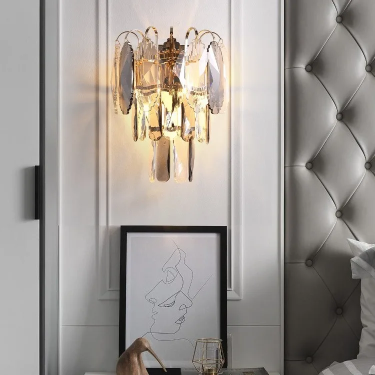 nordic living room bedside hotel sconce decorative bedroom luxury modern indoor crystal wall lamps light