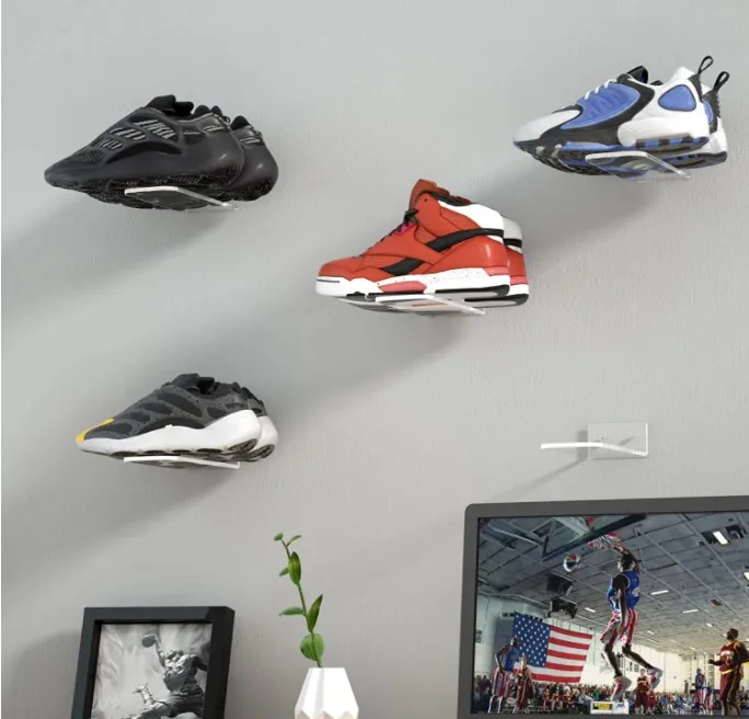 Shoe Display Shelf for Wall Floating Shoe Shelves Wall Mounted Clear Acrylic Sneaker Shelves