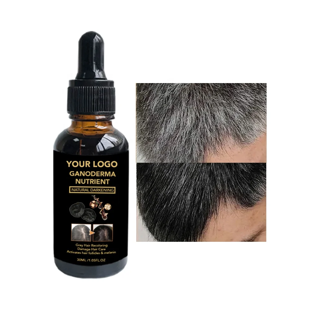 Private label hair growth anti loss oi anti grey hair serum natural white hair to black treatment serum