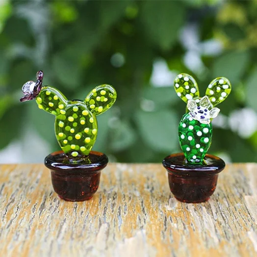 Glass Craft Cactus Glass Decorations