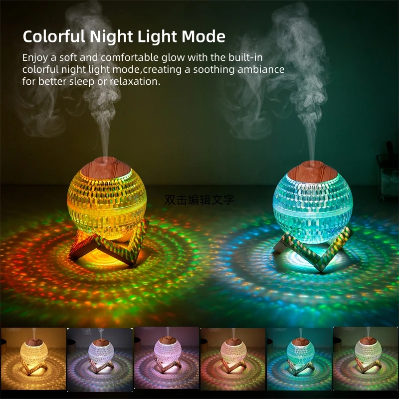 High Quality Humidificador Mini Ultrasonic Air Humidifier Soft Night Light Usb Crystal Double Spray Humidifiers