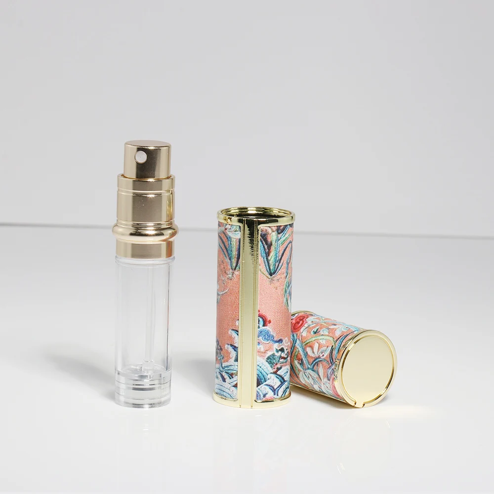 PU perfume atomizer bottle handmade shell essential aromatherapy easy refill miniature scent bottle empty 5ml spray bottle