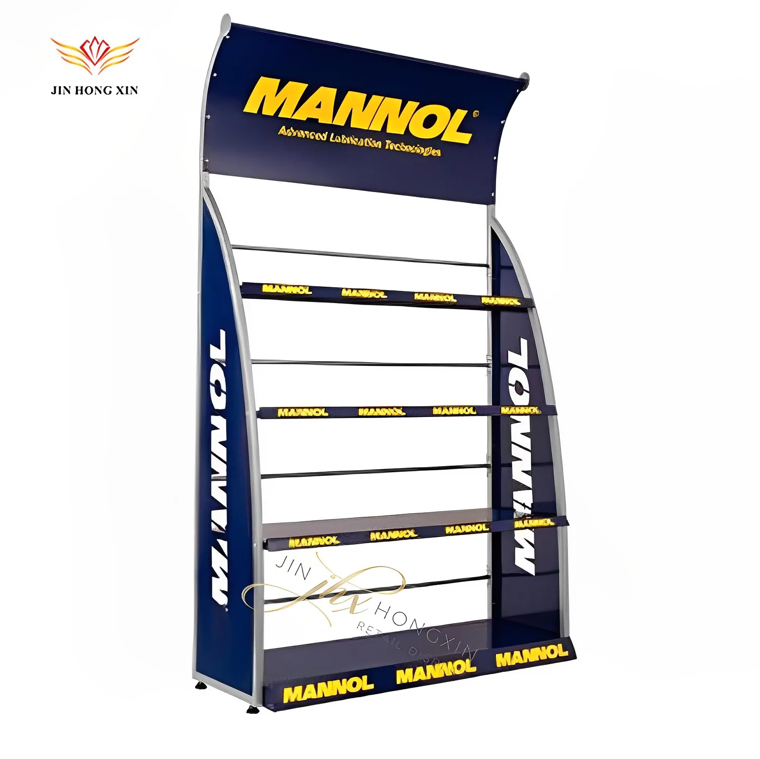 4 tiers retail lubricant engine motor oil display rack with advertising