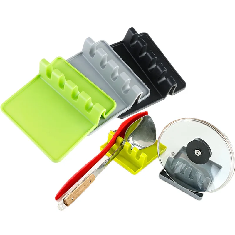  Silicone Spatula Rest holder and Pot Clip Heat Resistant Ladle Fork Mat Utensil chopsticks stands Spoon